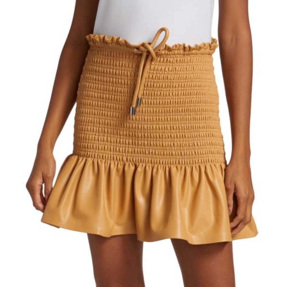 A.L.C.Jenny Smocked Vegan Leather Mini Skirt